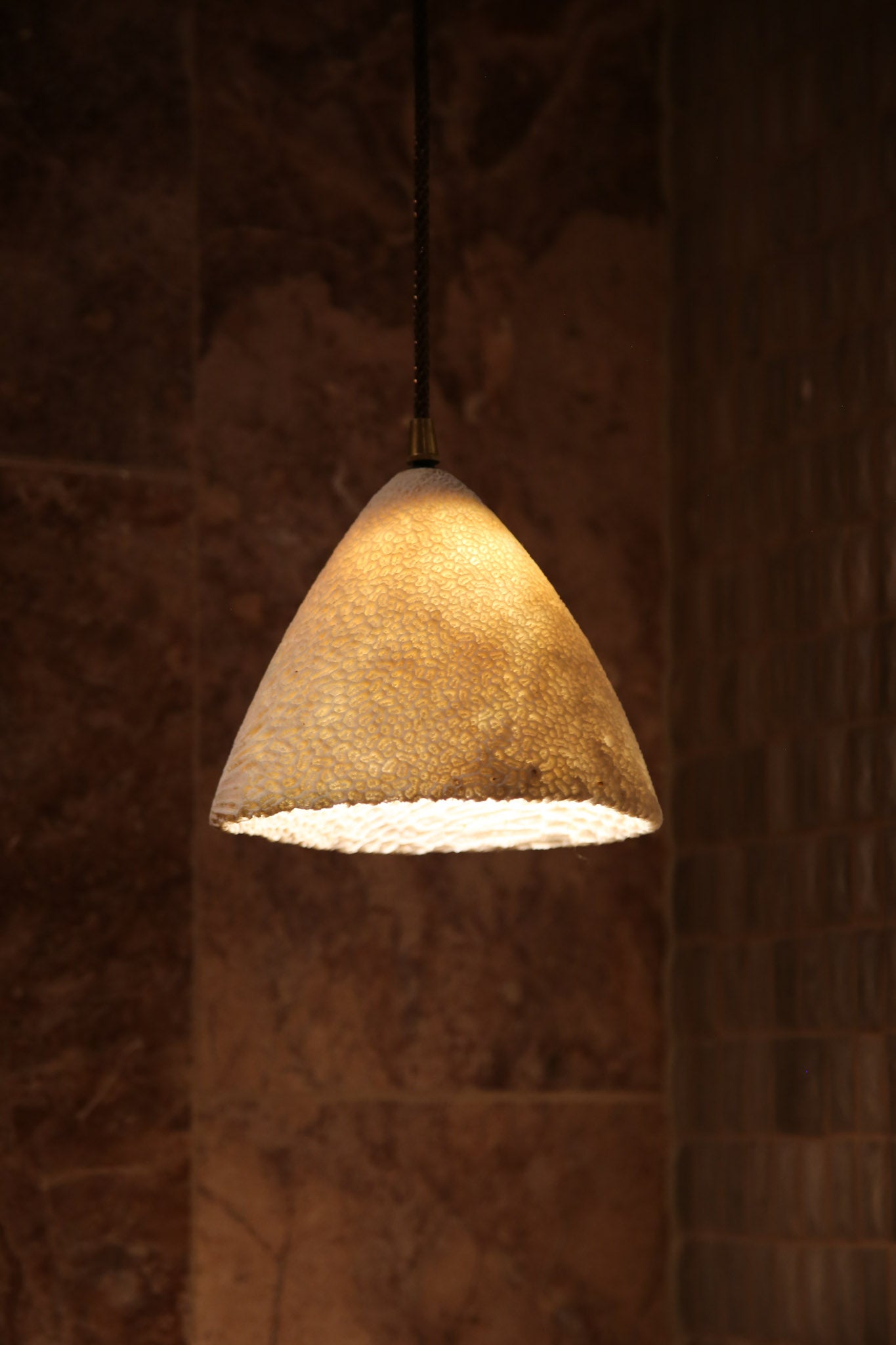 Fossil Coral Cone Hanging Pendant XL