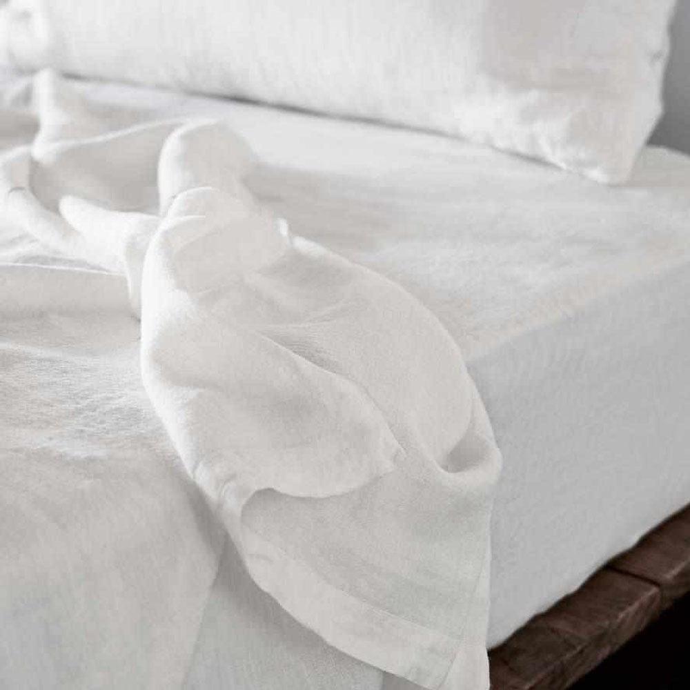 French Linen Fitted Sheet - White