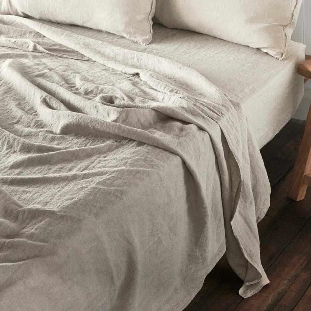 French Linen Flat Sheet - Natural