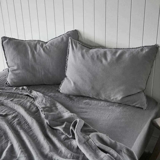 French Linen Pillowcase Set - Slate
