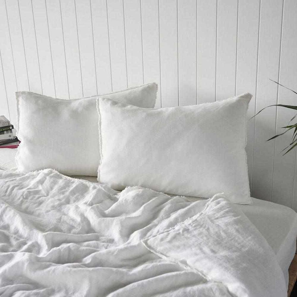 French Linen Pillowcase Set - White