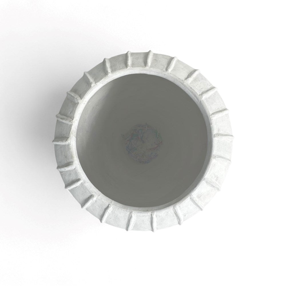 Guana White Vertical Ribbed Pot - Large