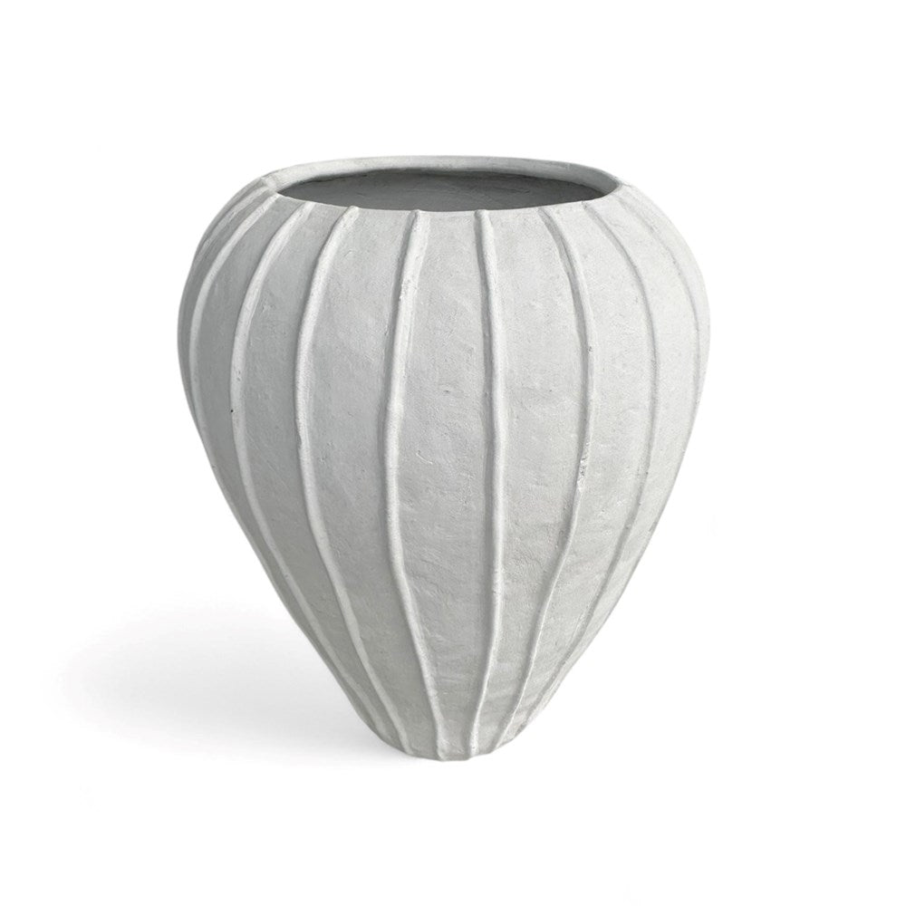 Guana White Vertical Ribbed Pot - Large