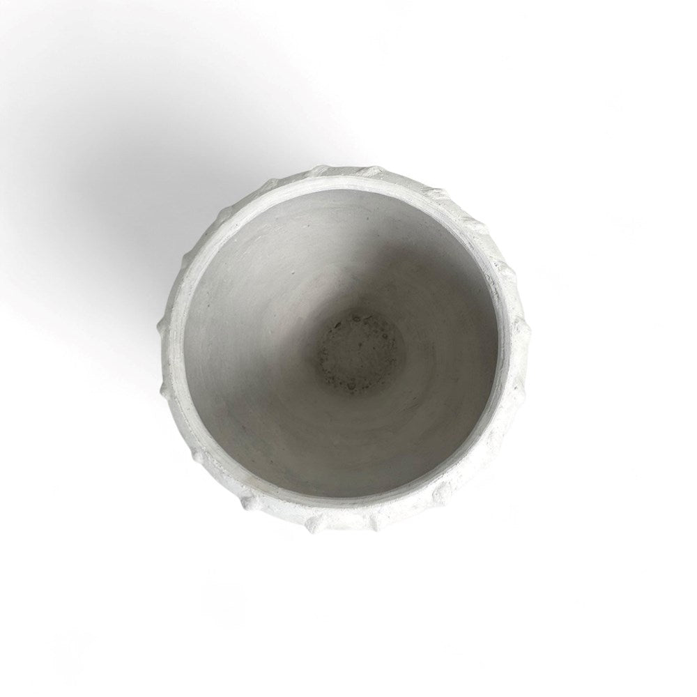 Guana White Vertical Ribbed Pot - Medium