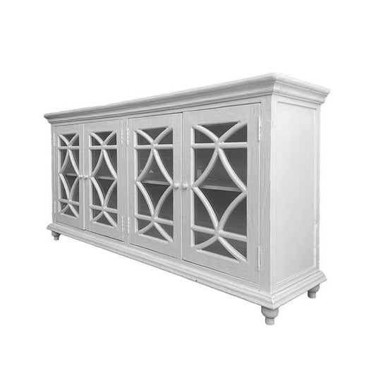 Hamptons White Arch Glass Cabinet