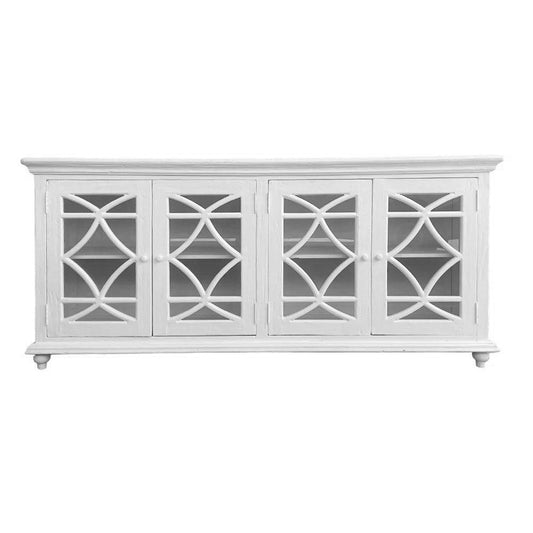 Hamptons White Arch Glass Cabinet