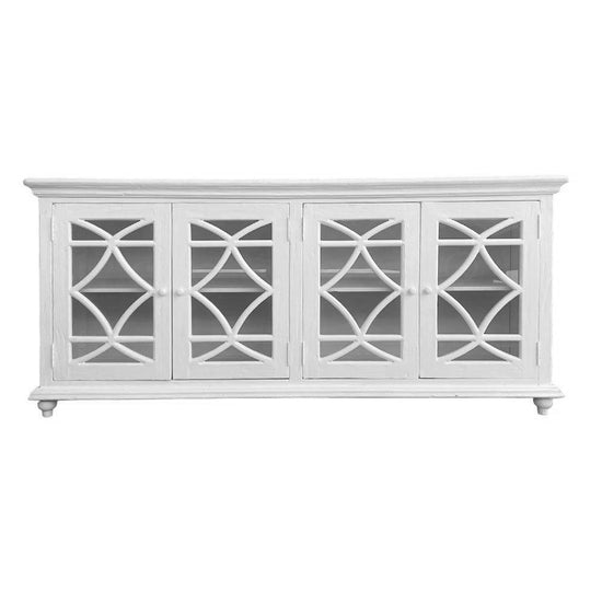 Hamptons White Arch Glass Cabinet