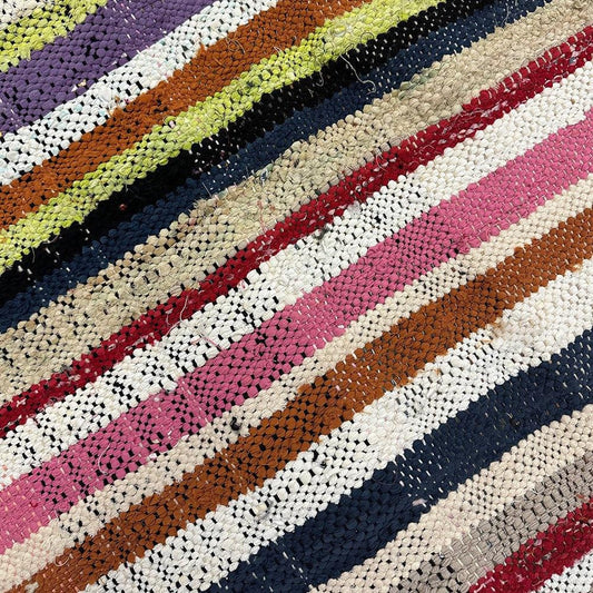 Hand Woven Multi Coloured Cotton Moroccan Rag Rug - 19
