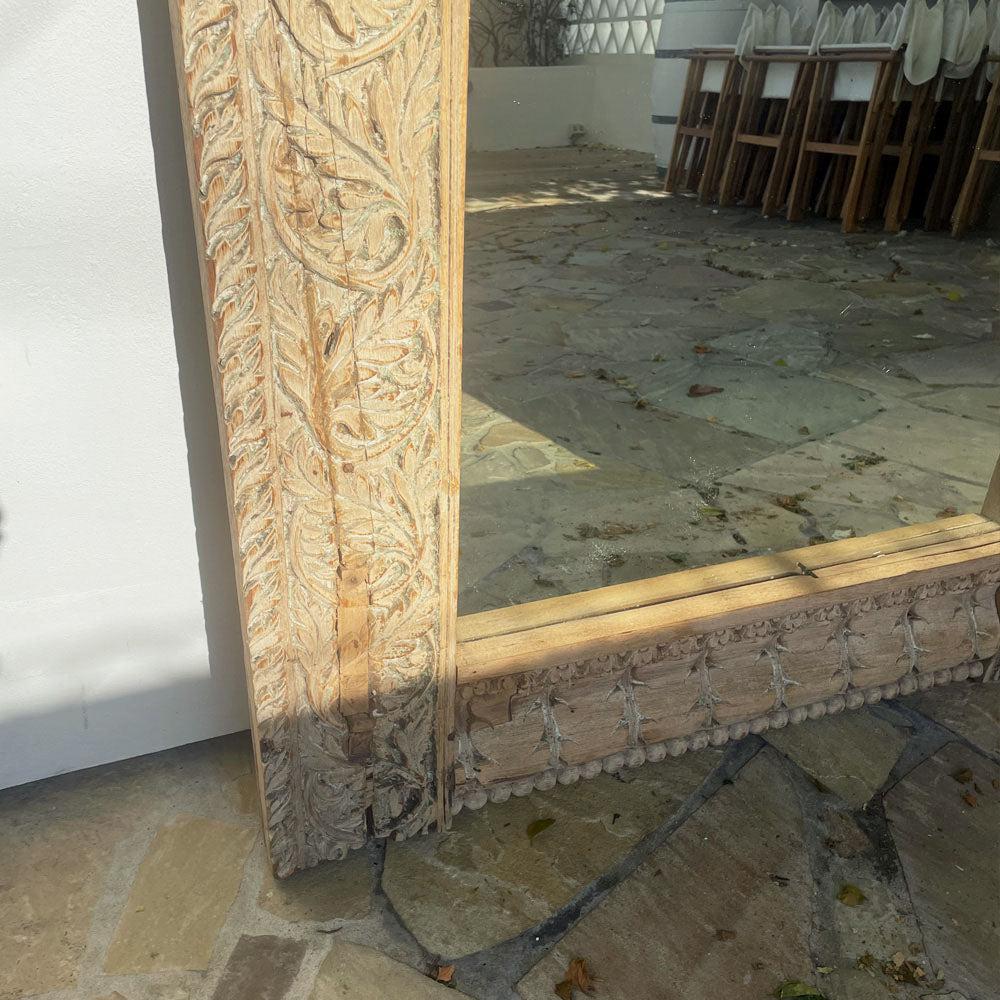 Indian Carved Full Length Mirror (E) - Natural