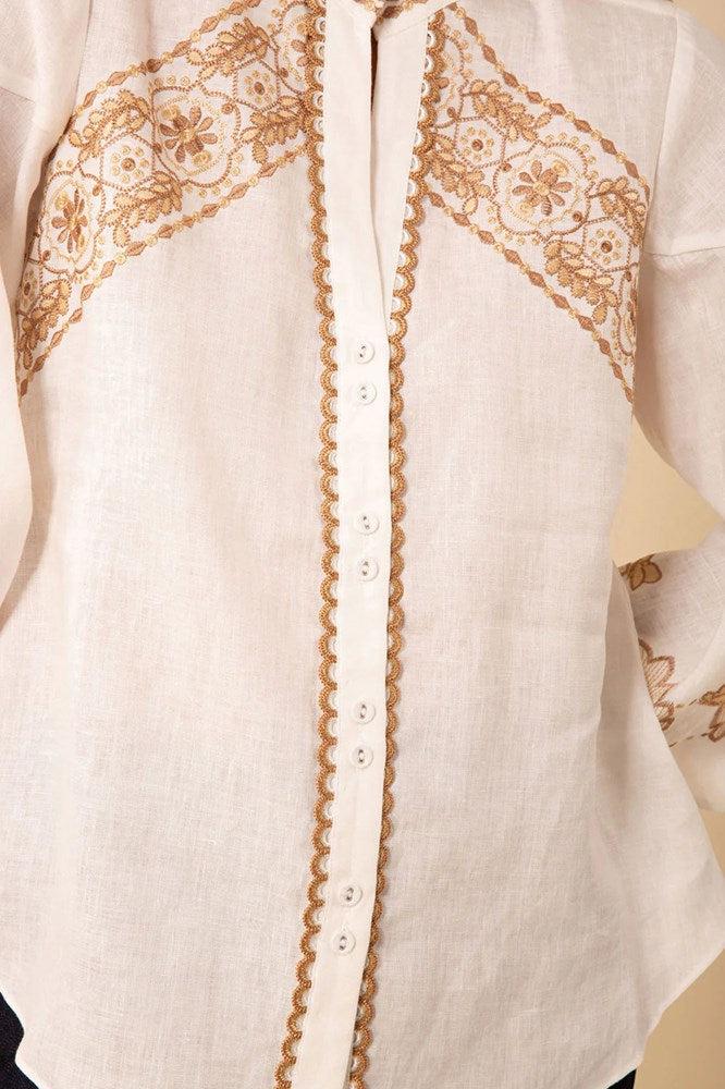 Kaia Embroided Linen Top