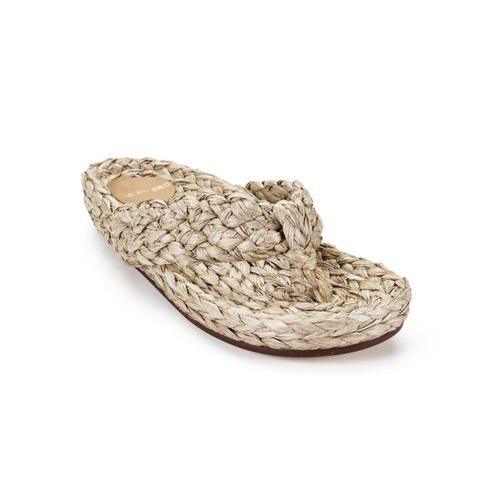 Kaia Raffia Braided Thong - Natural