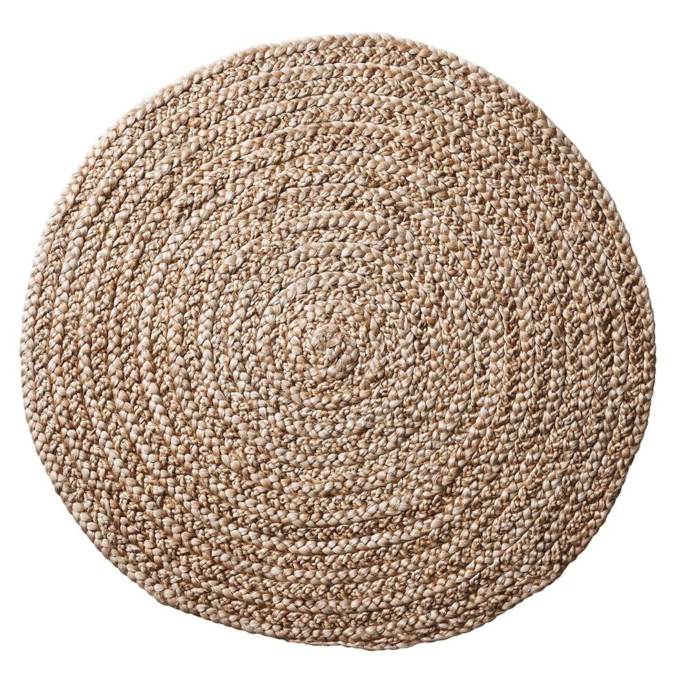 Kerala Braided Round Rug - Beach Sand