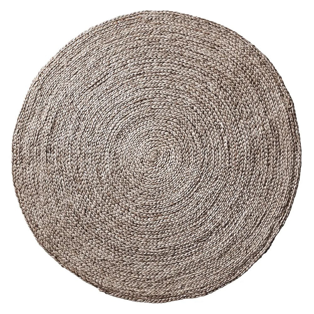 Kerala Braided Round Rug - Silver