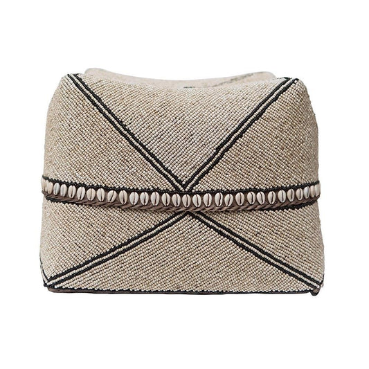 Large Beaded Box - Taupe