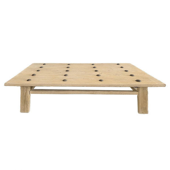 Large Elm Coffee Table with Stud Detail
