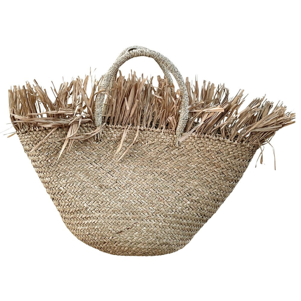 Layla Palm Raffia Basket with Handles