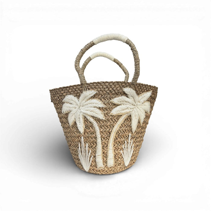 Layla Palm Raffia Basket with Handles - Small - ST BARTS