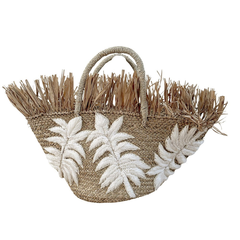 Layla Palm Raffia Basket with Handles