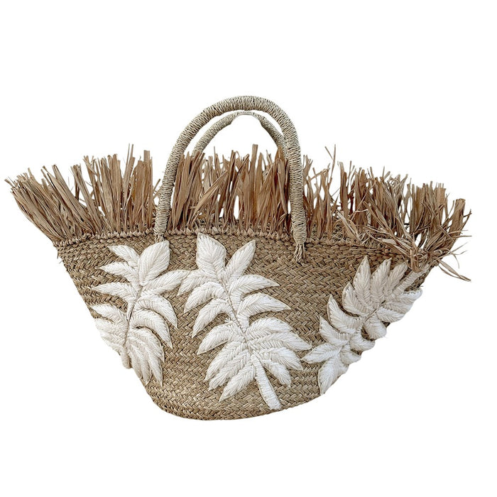 Layla Palm Raffia Basket with Handles
