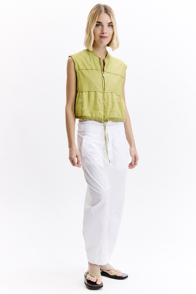 Leather Panelled Vest - Lime