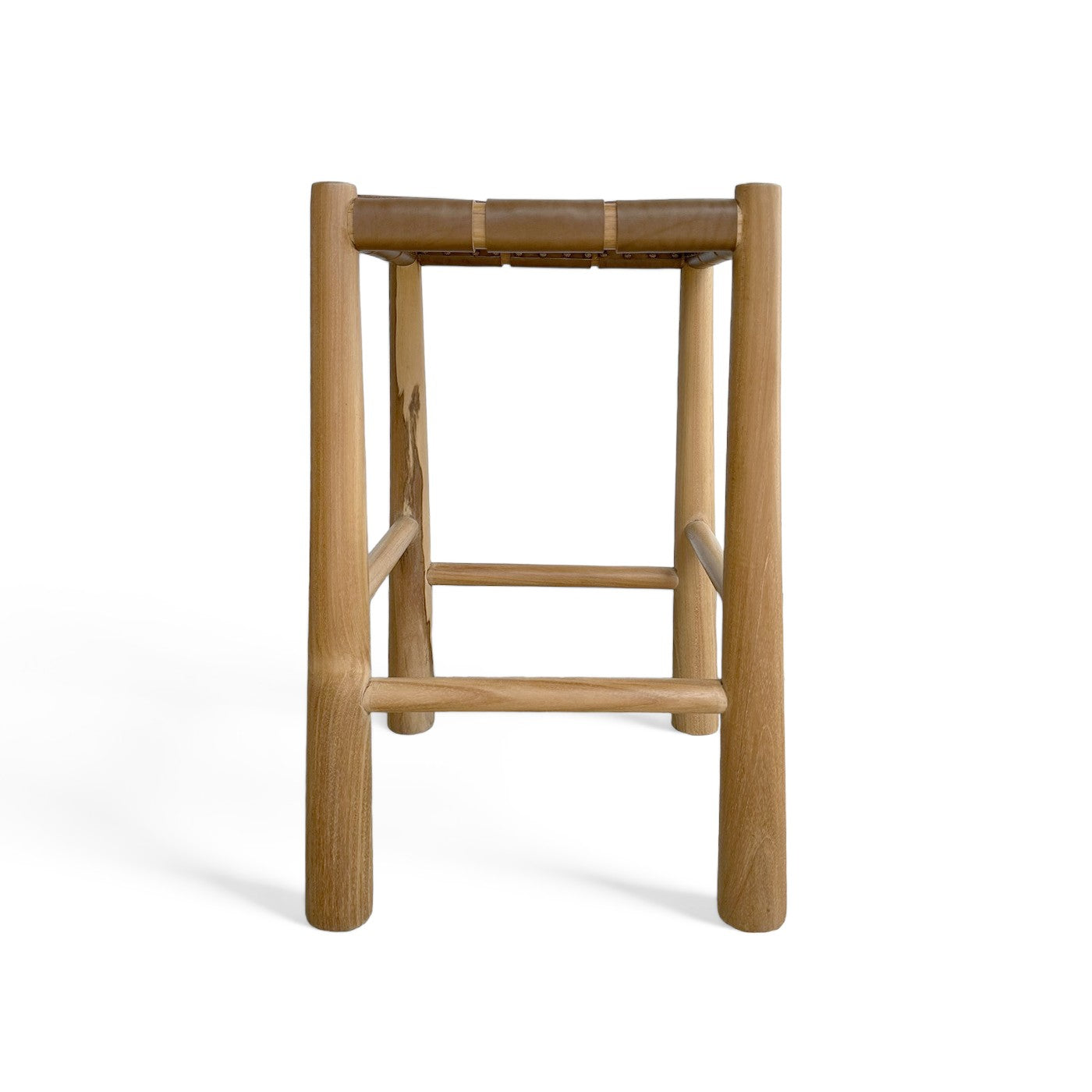 Leather Thick Plait Bar Stool - Walnut