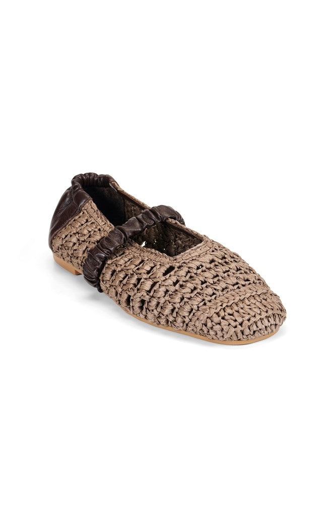 Estilo Emporio-Leila Raffia Ballet Slipper - Chocolate-Shoes-st-barts-brisbane-goldcoast-cabarita-southport