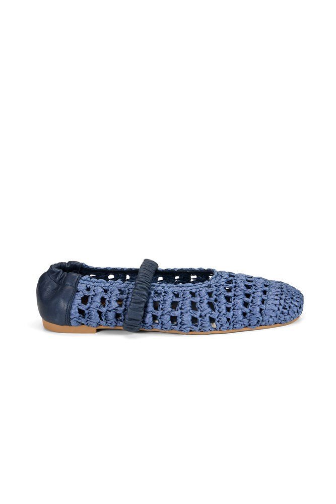 Estilo Emporio-Leila Raffia Ballet Slipper - Navy-Shoes-st-barts-brisbane-goldcoast-cabarita-southport
