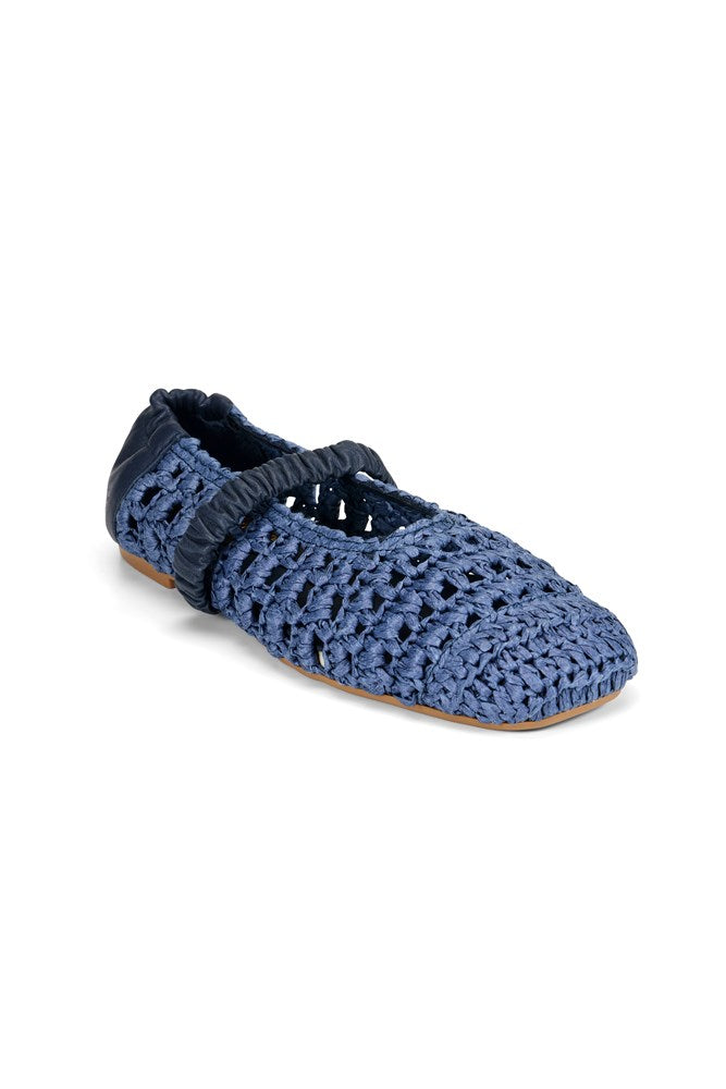 Estilo Emporio-Leila Raffia Ballet Slipper - Navy-Shoes-st-barts-brisbane-goldcoast-cabarita-southport