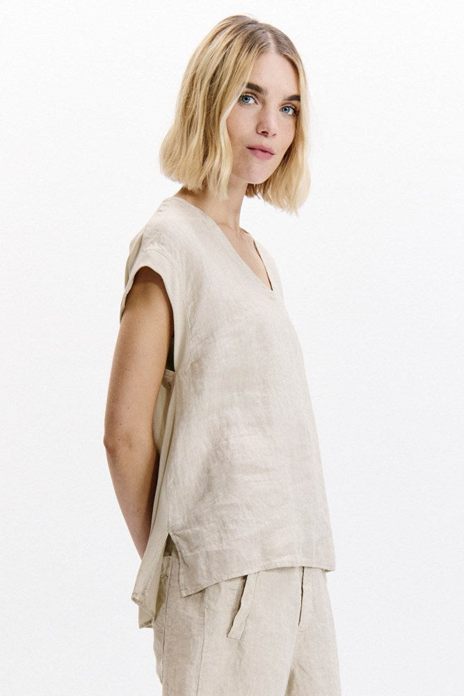Linen Cap Sleeve Top - Rope