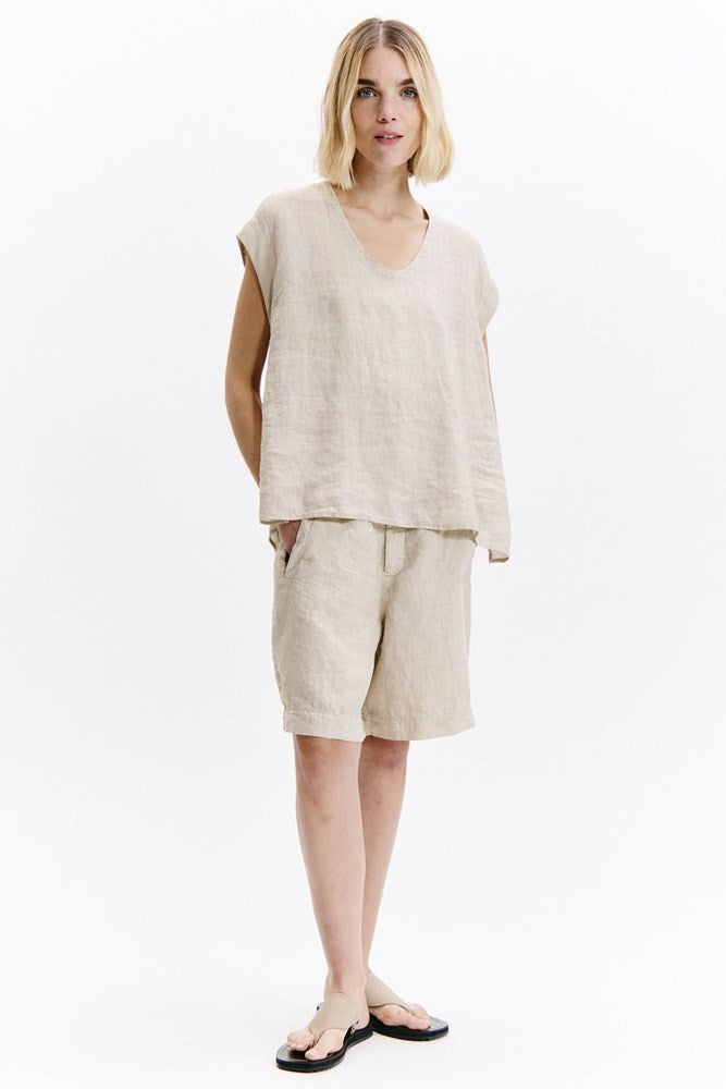 Linen Cap Sleeve Top - Rope