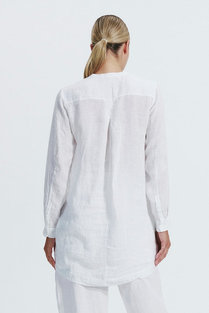 Linen Longline Shirt - White