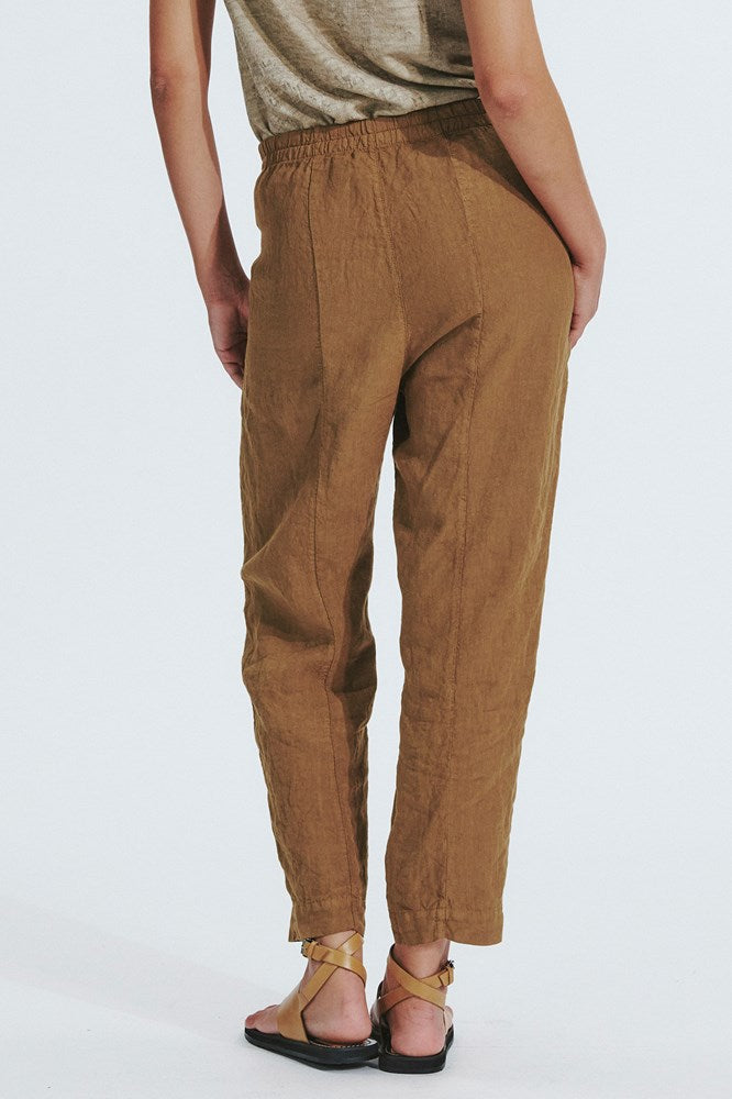 Linen Slim Pant - Mustard