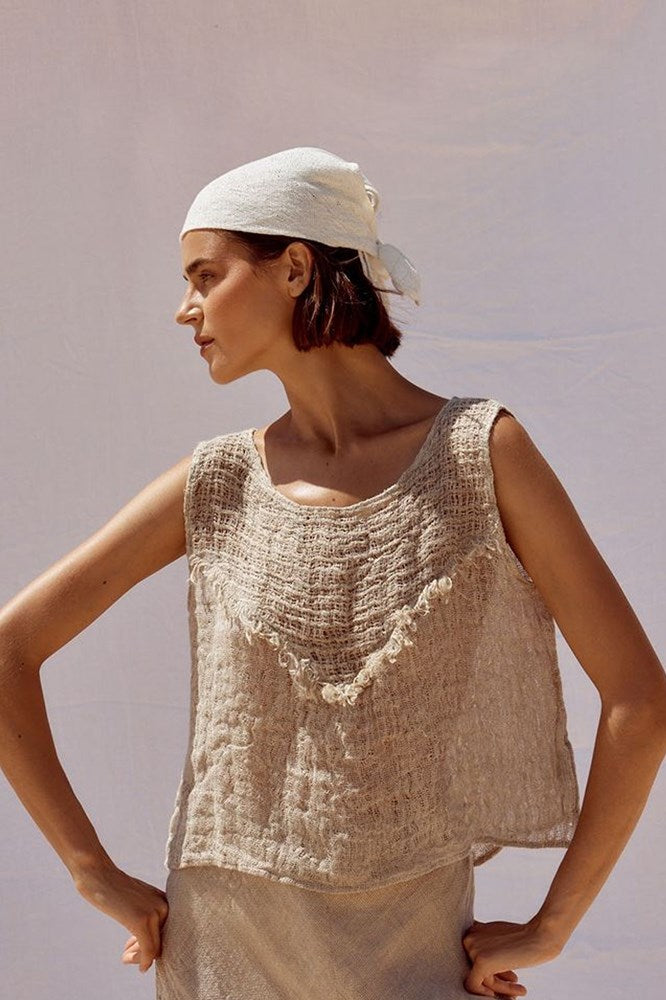 Estilo Emporio-Lino Bandana - Rete Panna-Scarf-st-barts-brisbane-goldcoast-cabarita-southport