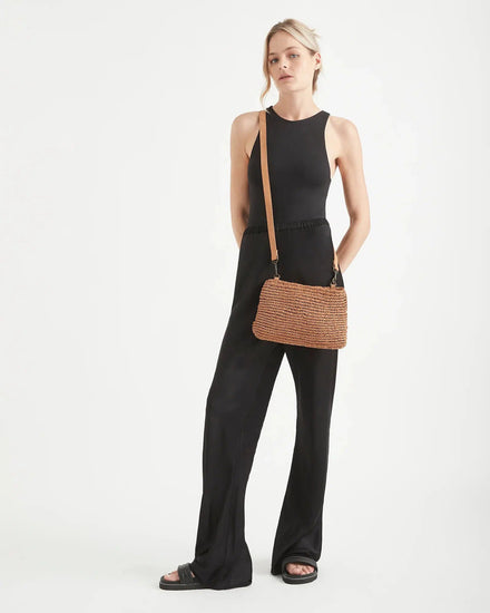 Loop Knit Leather Bag - Tan