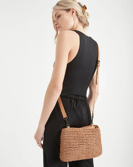 Loop Knit Leather Bag - Tan