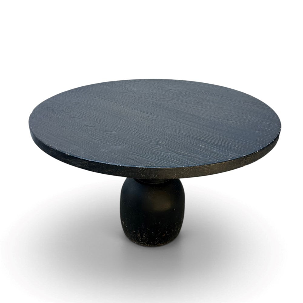 Lulu Distressed Black Round Dining Table 1.2m