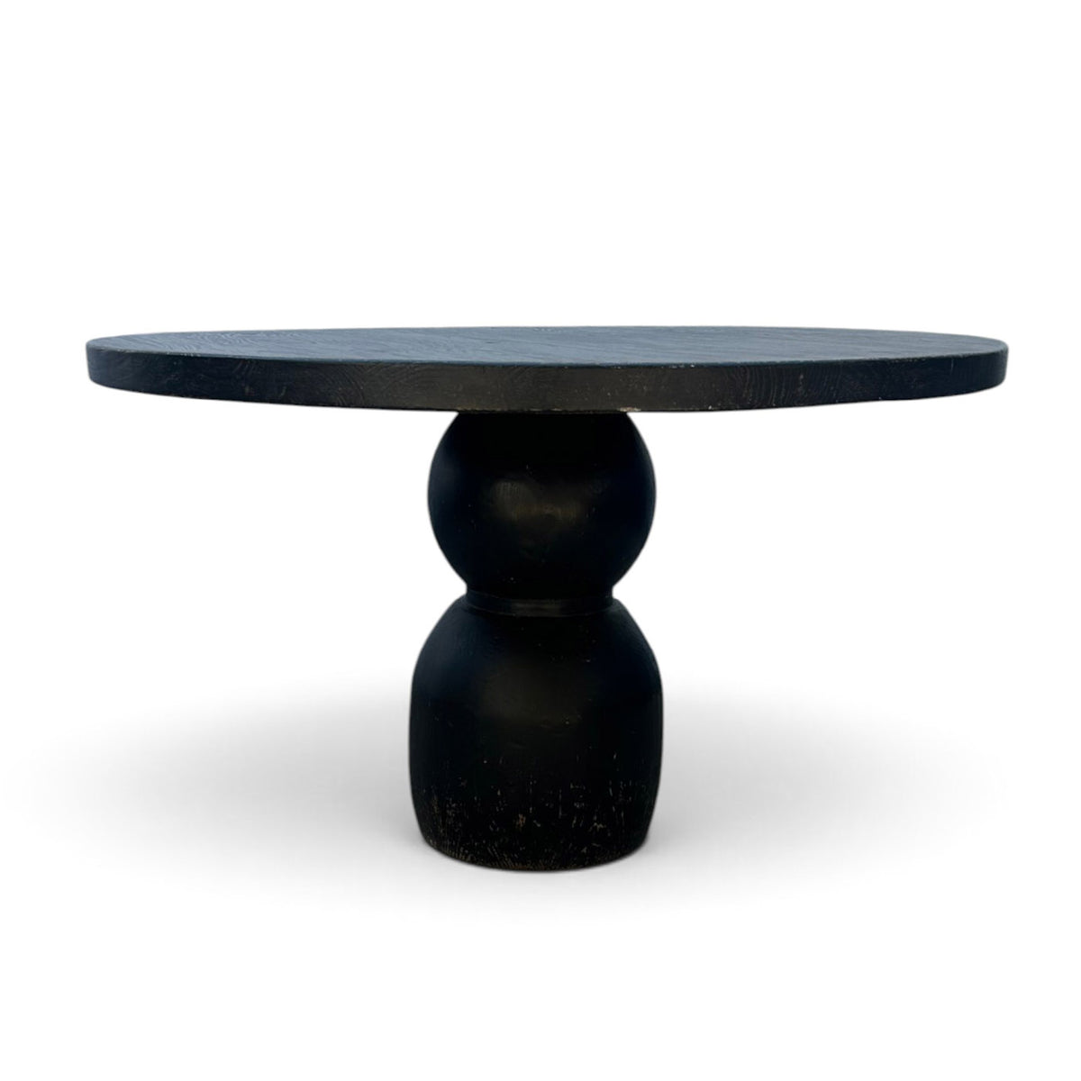 Lulu Distressed Black Round Dining Table 1.2m