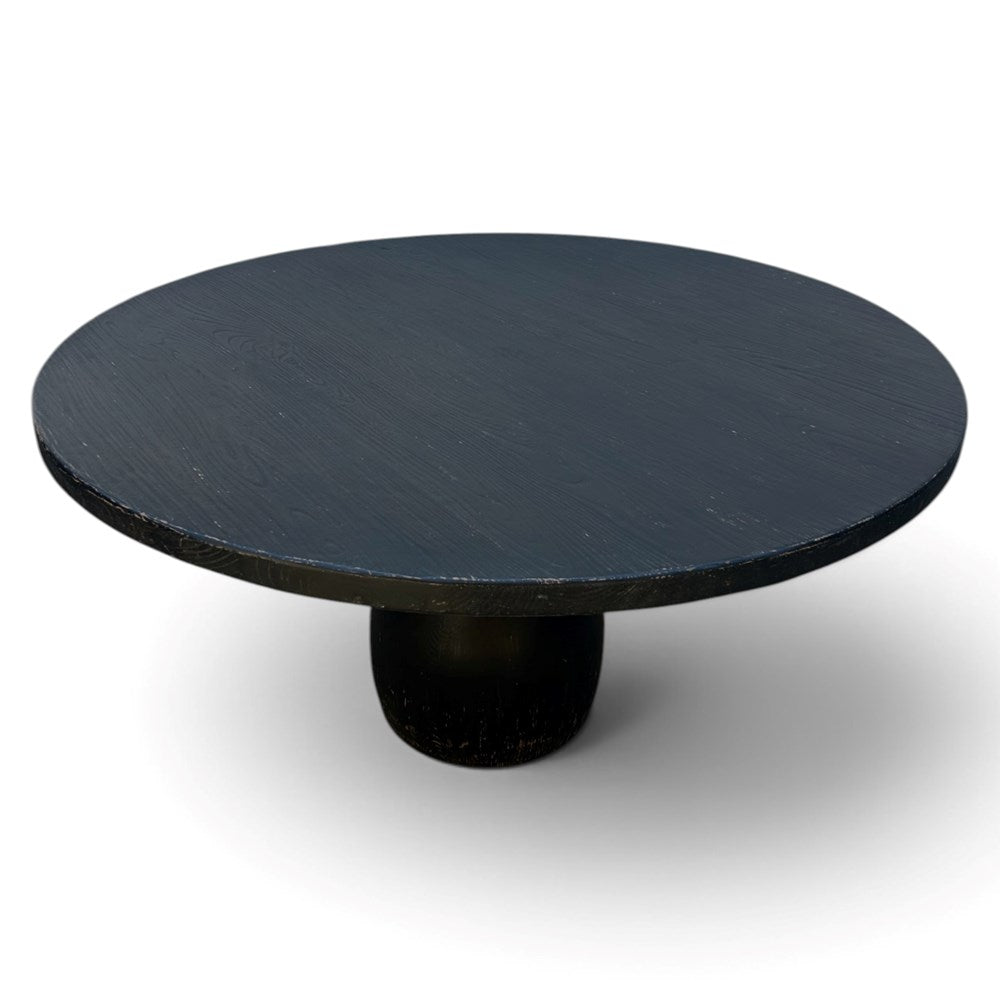 Lulu Distressed Black Round Dining Table 1.5m