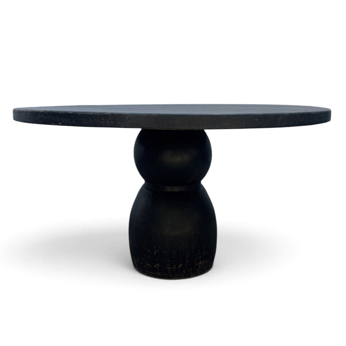 Lulu Distressed Black Round Dining Table 1.5m