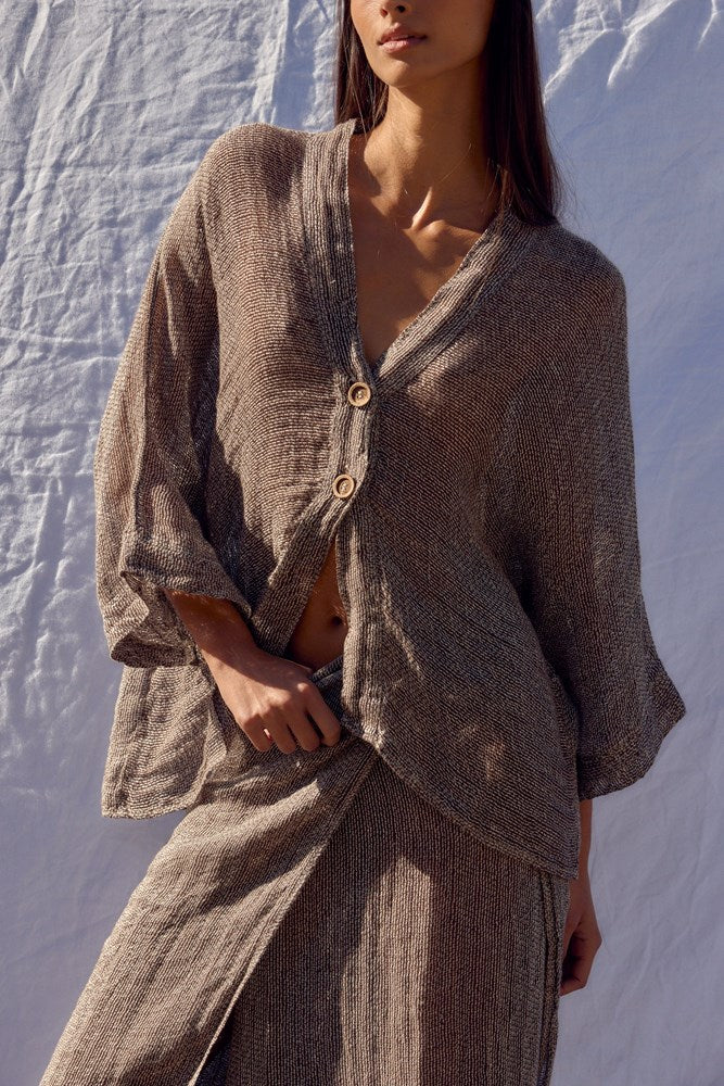 Estilo Emporio-Mantle Jacket - Rete Chocolate-Jacket-st-barts-brisbane-goldcoast-cabarita-southport