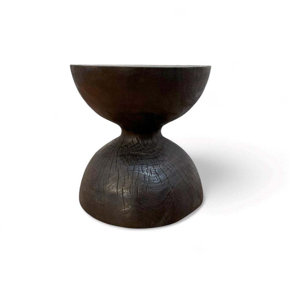 Marlo Dark Teak Hourglass Timber Side Table