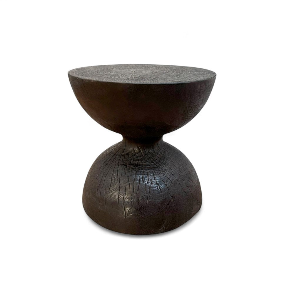 Marlo Dark Teak Hourglass Timber Side Table