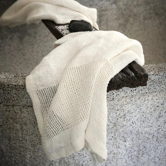 Mayla Hand Woven Linen Hand Towel - Ivory