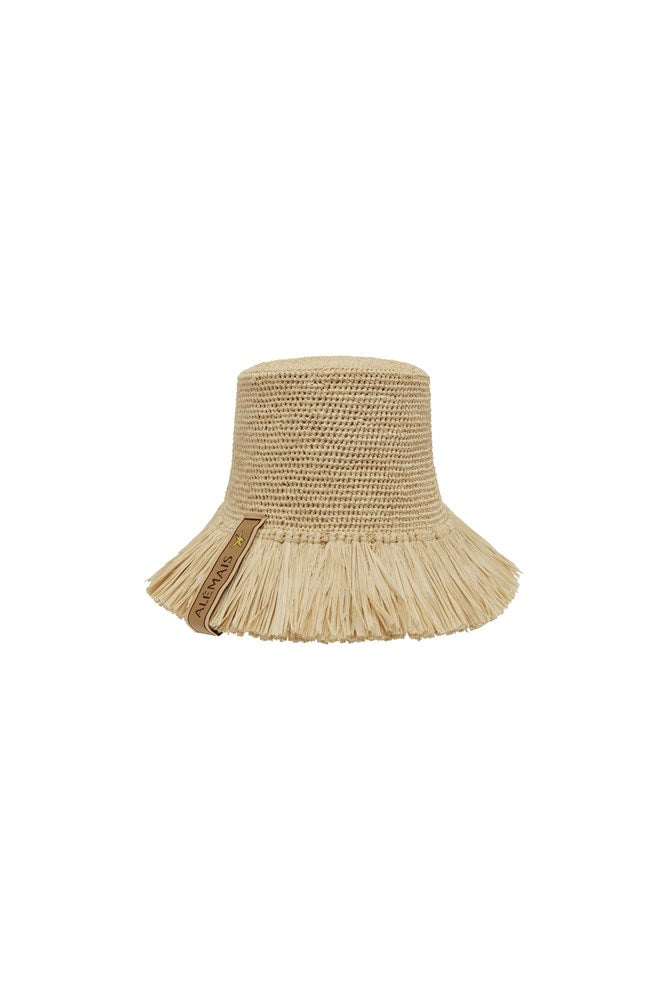 Michelle Raffia Fringed Bucket Hat