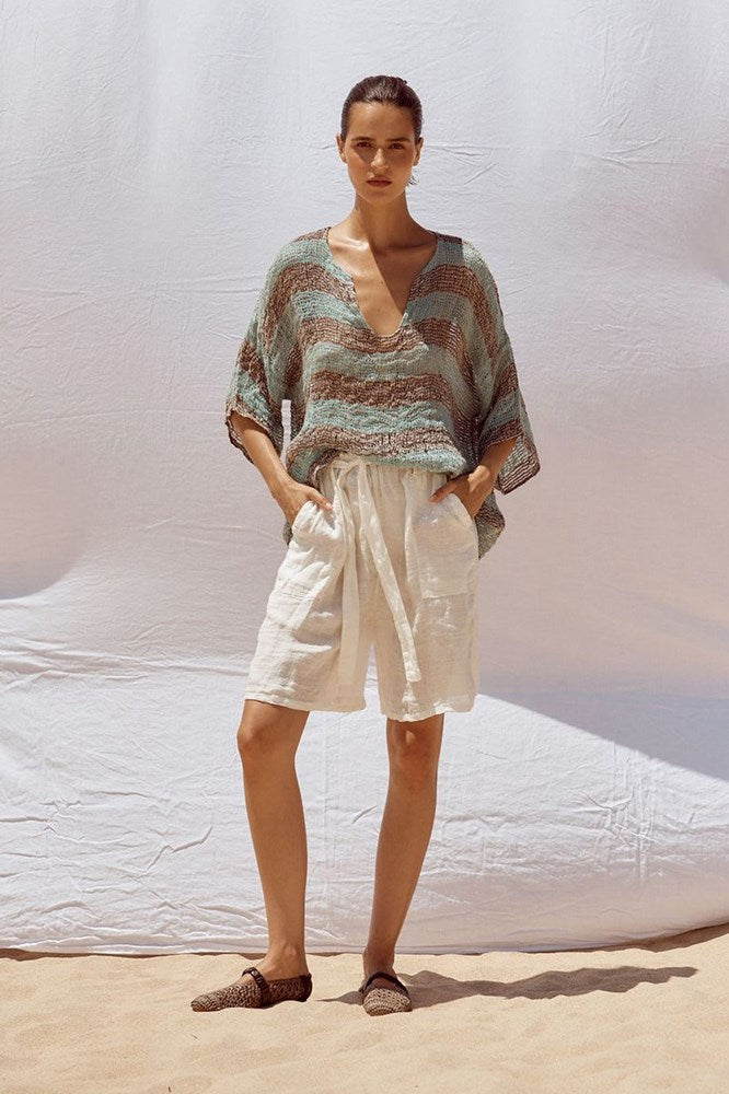 Estilo Emporio-Miramare Top - Chocolate/Turquoise-Tops-st-barts-brisbane-goldcoast-cabarita-southport