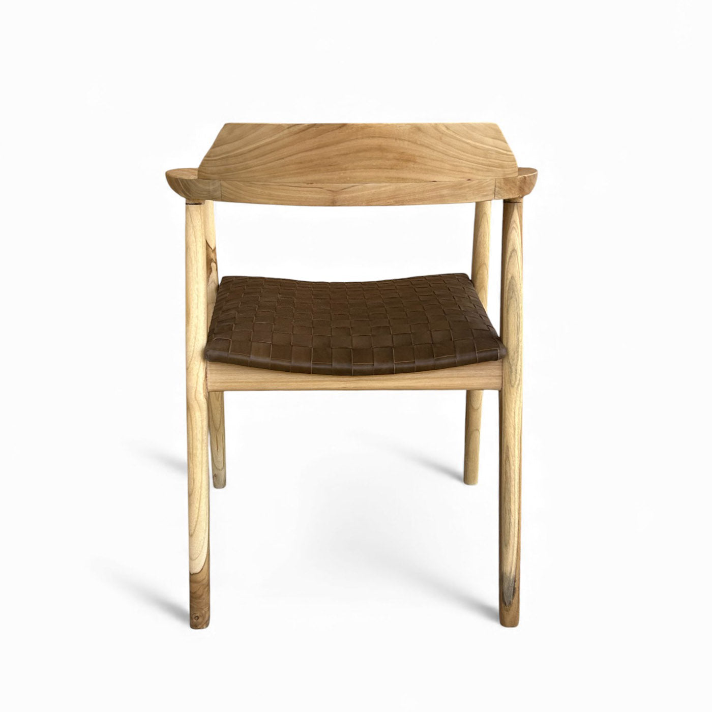 Narla Mid Century Modern Tan Leather and Teak Dining Chair