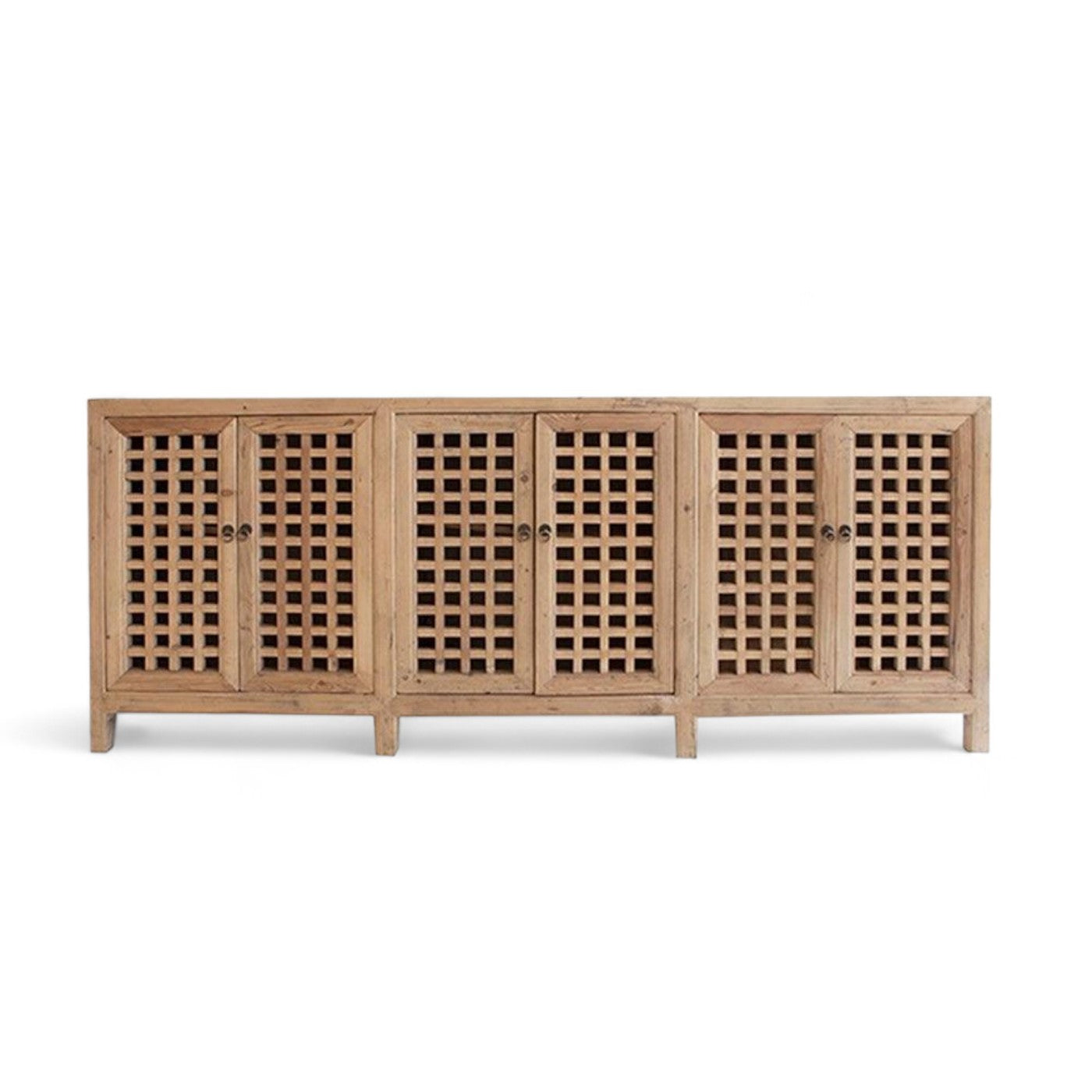 Natural Elm Lattice Sideboard Cabinet