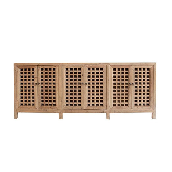 Natural Elm Lattice Sideboard Cabinet