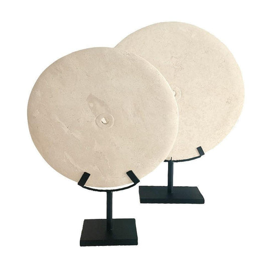 Natural Stone Disc On Stand Sculpture