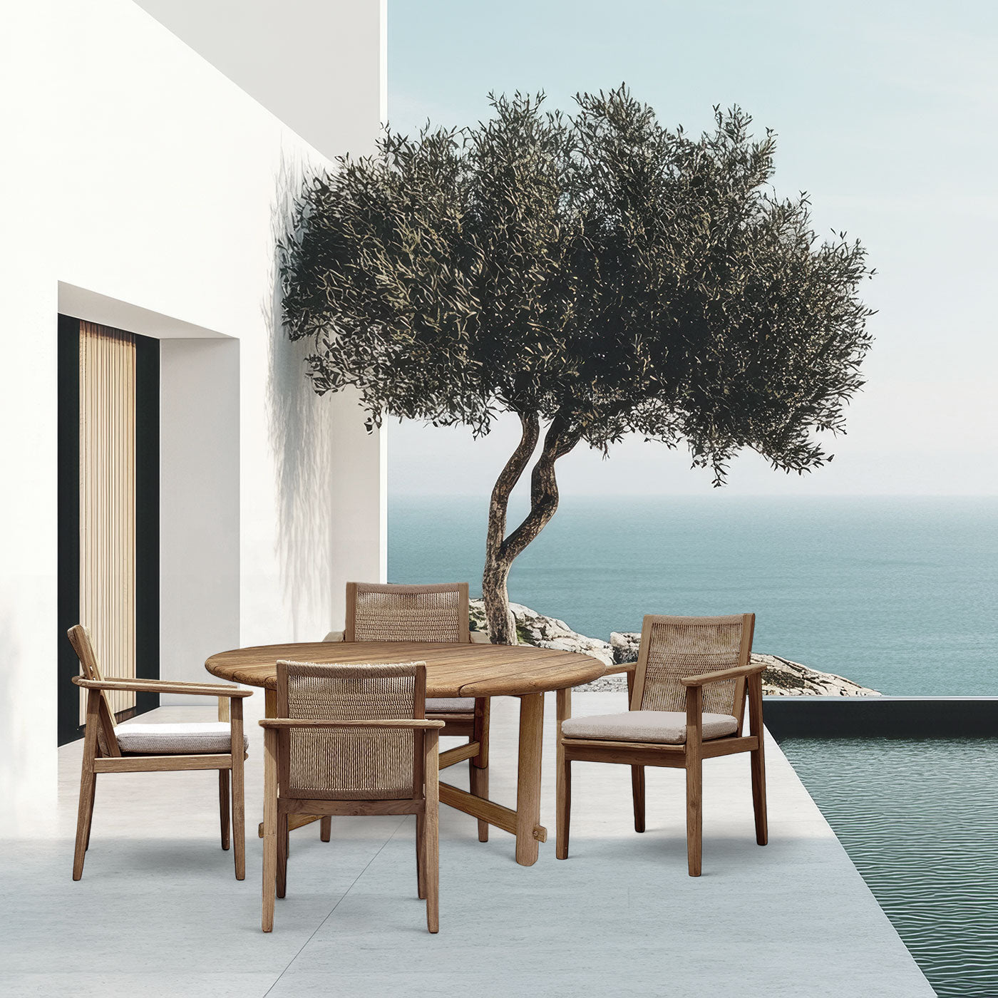 Neve Outdoor Round Teak Dining Table 120cm - Seats 4